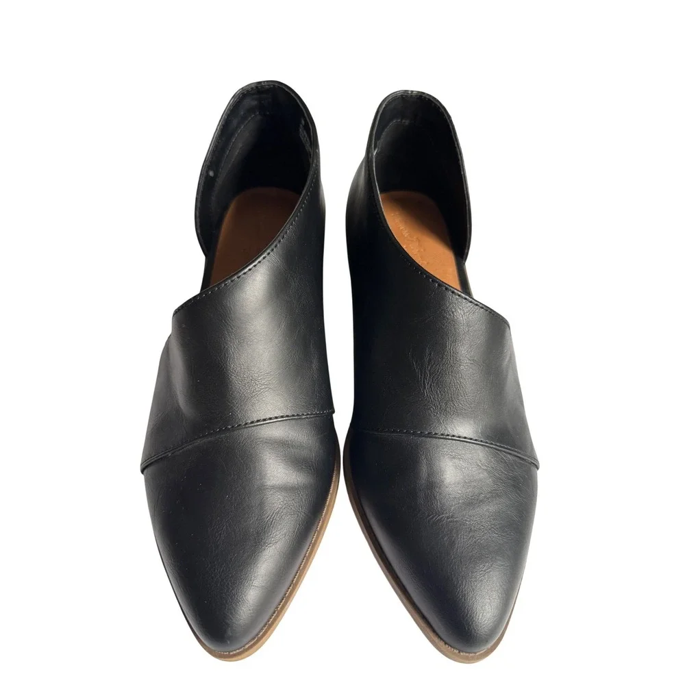 Universal Thread Flats Women 7W Black D'Orsay Pointed Toe Stacked Wide Width